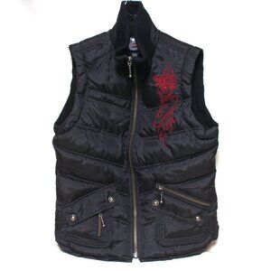 Harley Davidson Motorcycle Puffer Vest Womens Size S Full Zip Black Biker Vest